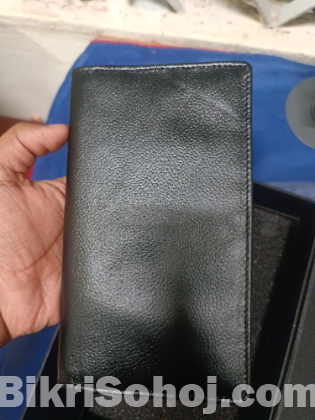 Genuine leather men's long wallet
